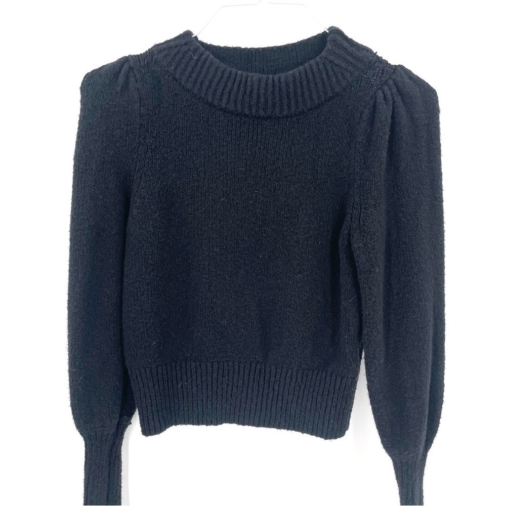 ANTHROPOLOGIE Maeve Puff-Sleeved Ribbed Cotton Long Sleeve Sweater - Picture 4 of 8